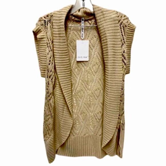 LEO & NICOLE Knit Vest Sleeveless Cardigan Medium NWT - Picture 1 of 4